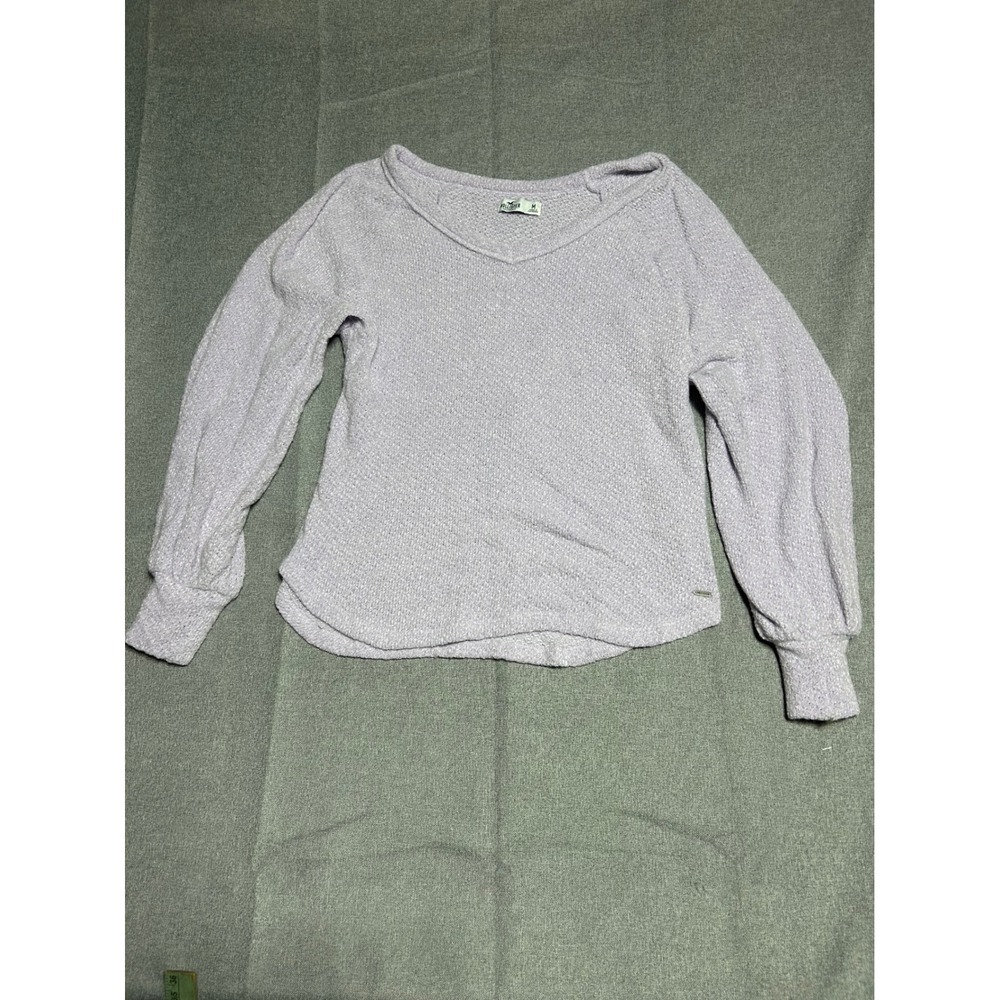 Hollister V-Neck Sweater Women Size M Purple Long Sleeve Knit Pullover
